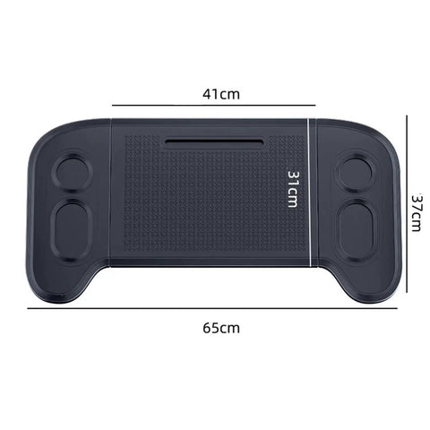 Heavy Duty Foldable Car Tray For Tesla Cybertruck Steering Wheel Hook Snack Holder Laptop Stand, 65x37 cm, durable design.