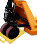 Heavy Duty Pallet Truck Stopper Chock For Pallet Jack 14 Inch Long 12 Inch Wide 2 Inch High Yellow Portable Carrying Handle And Friction Bottom Design Park In Seconds with pallet jack wheel