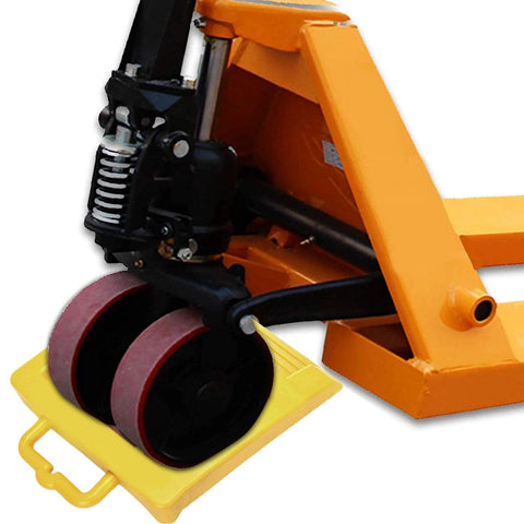 Heavy Duty Pallet Truck Stopper Chock For Pallet Jack 14 Inch Long 12 Inch Wide 2 Inch High Yellow Portable Carrying Handle And Friction Bottom Design Park In Seconds with pallet jack wheel