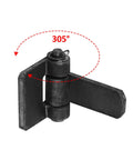 Badass Weld-On Trailer Hinges Beefy Strap Style Long Leaf Door Hinge Carbon Steel 5-1/8 by 3-1/4 Inch showing 305° rotation.
