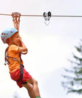 Child using Slackline Pulley Kit For Backyard Zipline And Slackline Heavy Duty Rope Pulley System With Low Friction Slider Iron Construction