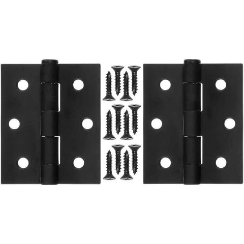 Square Door Hinge 3 x 2.5 x 0.08 In Black Heavy Duty Storm And Screen Door Hinge 2 Pack with screws, durable steel