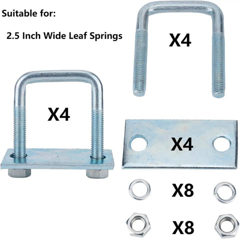 4 Pack Leaf Spring Clamp Kit For Trucks Two And Five Eighths Inch Wide Three Quarter Inch Long Galvanized Steel Clamps