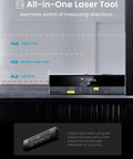 Dual-Sided Laser Measuring Tool Pro Gen 2 With 390 Ft Reach, One-Click Switch Between Single And Dual Laser Modes, Bright Large Digits For Easy Reading In Low Light, Removable Silicone Cover For Quick Measurements And Room Layout, showing right end