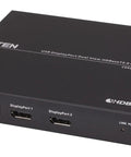 Rock Solid Usb Displayport Dual View Kvm Extender with USB and DisplayPort connectors in matte black for dual monitor setups.