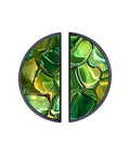 Super Cool 2 Pack Green Gold Fluid Art Cabinet Handles Featuring Customizable High Definition Panels 3 Inch Hole Center Semicircle Black Drawer Pulls