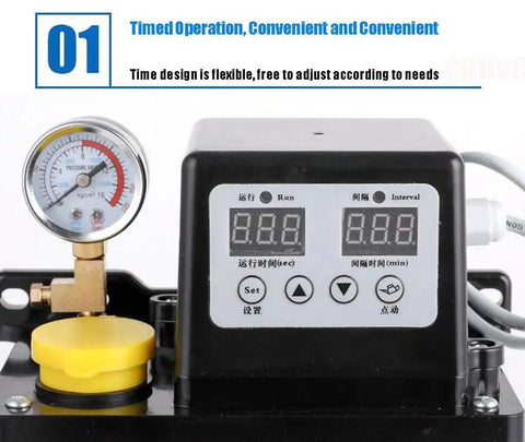 Smart 1L Automatic CNC Lubrication Pump control panel with display and pressure gauge for milling machines