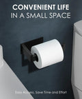 Matte Black Self Adhesive Toilet Paper Holder Wall Mount Rustproof SUS304 Stainless Steel No Drilling Easy Install