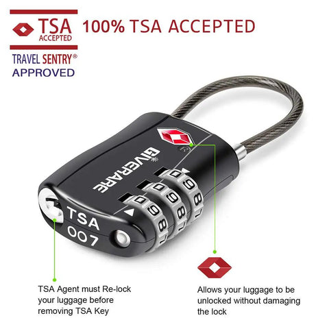 TSA Approved Luggage Lock With 3-Digit Keyless Dial Re-Settable Go-To Padlock For Travel Gyms Lockers Golf Bags And Backpacks