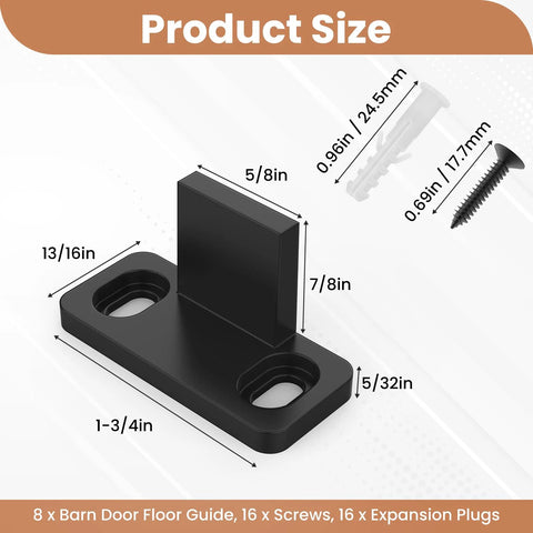8 Pack Black Pocket Door Floor Guides Set For Bypass And Pocket Doors Durable POM Plastic Bottom Track With Screws Adjustable Spacing