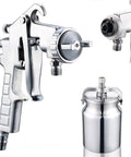 Pro Grade Pneumatic Spray Gun And Heavy Duty Airbrush Sprayer With 1000ML Aluminum Hopper for custom car finishes.