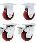 Set of Heavy Duty Swivel Caster Wheels With Smooth Rolling Polyurethane Tires And Sturdy Galvanized Brackets.