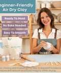 Woman using Beginner Pottery Kit With Air Dry Clay 4.4 Lbs And 2Kg Modeling Clay, Sculpting Tools, Paint, Glaze, Sanding Block
