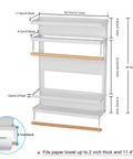 Dimensions of Magnetic Foldable Paper Towel Holder With Shelf And 5 Removable Hooks 2-In-1 Garage Storage Organizer.