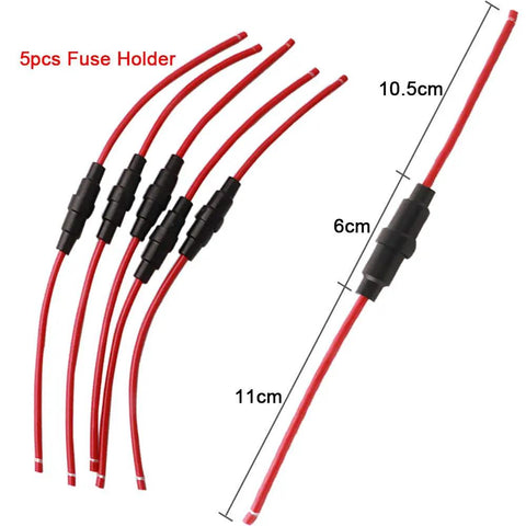 Pro Car Fast Blow Glass Tube Fuse Kit Loadout with 100 Quick Blow Fuses 6x30mm 0.5A to 30A Range Plus 5 Inline Screw Type Holders