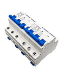 Built Tough Three Pole AC Circuit Breaker MCB 20 Amp Miniature Switch with blue handle, durable design for power distribution protection