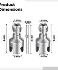 Pro Grade Two Size Faucet Threading Kit For One Half And Three Quarter Inch Pipes With Internal And External Threading Carbon Steel PVC Pipe Threader Tools For Home Plumbing And Industrial Use dimensions view, 1/2 and 3/4 in