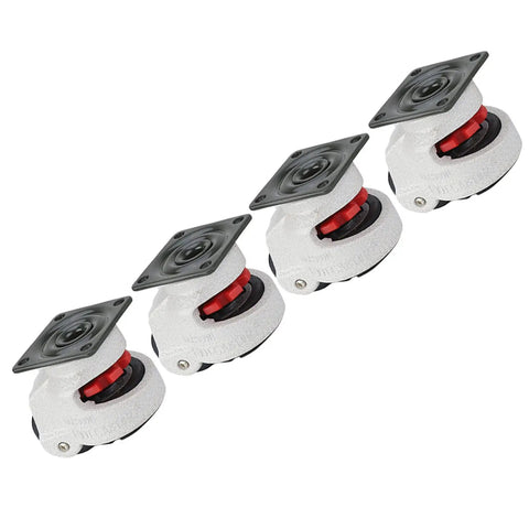 Heavy Duty Leveling Casters 4 Pack Slick Retractable Machine Wheels 1.5 Inch Nylon Aluminum Alloy on white background
