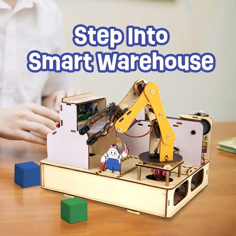 Three In One ESP32 IoT Control Smart Factory Starter Kit For DIY Education Teens 12 Plus Compatible With Arduino Scratch Online Tutorials robotic arm warehouse module