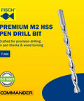 Heavy Duty HSS Pen Mill Drill Bit Designed To Run Slick For Dead On Accuracy When Chopping Through Hardwood Blanks For Custom Laser Pen Crafts At Exactly 7Mm Width on a yellow background.