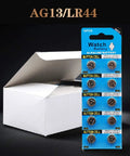 Pack Of Ten LR44 AG13 Button Cell Batteries 1.5V Coin Cells Replacement For Watches Calculators Toys And Remotes in packaging