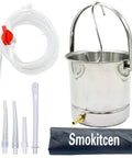 Coffee Enema Kit Stainless Steel 1.8 Qt Bucket Easy To Use No Fuss Setup With Food Grade 304 Stainless BPA Free Silicone Hose Phthalate Free Non Toxic Construction For Cleanse And Detox Enemas, stainless bucket with hose and tips