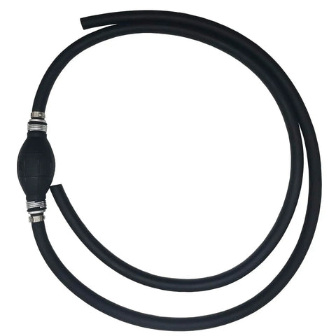 Six Foot Universal Fuel Line Assembly With Three Eighth Inch Inner Diameter And Five Eighth Inch Outer Diameter, Primer Bulb, Steel Clamps, Ethanol Compatible Marine Outboard Boat RV Fuel Line Kit