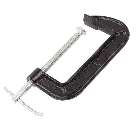 Heavy Duty Beefy 4 Pack 6 Inch C Clamp Set With Malleable Iron Build, 1350 Lbs Clamping Power, 6 Inch Jaw Opening, black rust-resistant finish