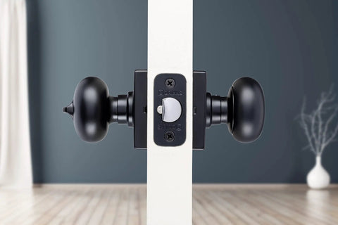 Easy Install Keyed Entry Door Knob Set In Matte Black For Modern Homes, Sleek Ball Style Locking Hardware