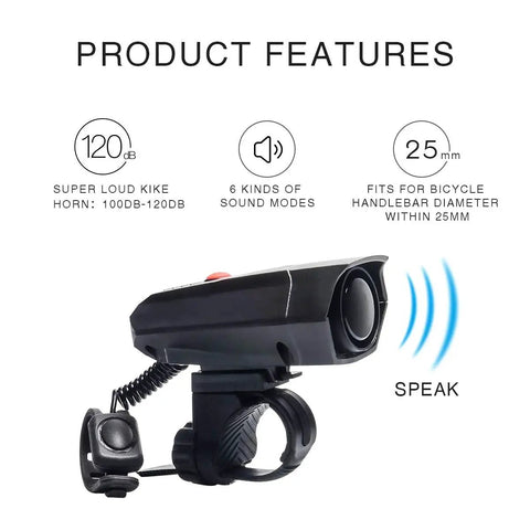 Ultra Loud Bike Horn With Six Sound Modes, Electric Bicycle Bell For Road, Mountain And Kids Bikes, Waterproof, Easy Install, Includes Free Screwdriver, 100 To 120 dB