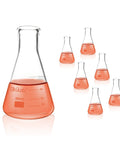 Six-pack set of Sturdy Borosilicate 3 3 Glass Conical Flask Set With Printed Graduation 50 Milliliters Each Great For Lab Experiments