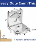 Built Different Premium Stainless Steel L Brackets Heavy Duty Corner Brace 90 Degree Angle Bracket 2x2 inch with screws