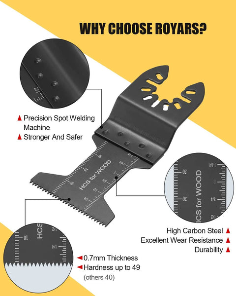 50 Piece Oscillating Saw Blades Set For Multi Tools With Dovetail Front Contact Design For Quick Clean Cuts In Wood Metal Plastic Durable Stainless Steel And Carbide Blades Ideal Diy Remodeling And Craft Projects