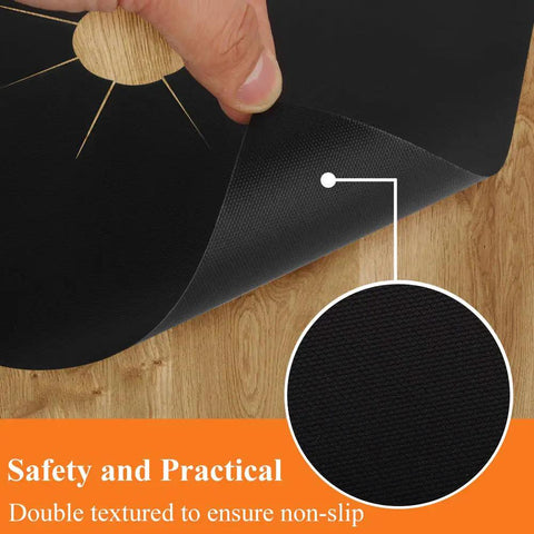 Close-up of double-textured non-slip black PTFE-coated burner cover from 10 Pack Stove Burner Covers Double Thickness Reusable Non-Stick Heat-Resistant Gas Range Protectors for Kitchen No Fuss Cleanup Black Durable Mess Proof Up To 500F