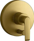 Rite-Temp Valve Trim With Push-Button Diverter And Lever Handle, No-Fuss ADA Compliant Anti-Scald, Modern Avid Finish In Vibrant Brass
