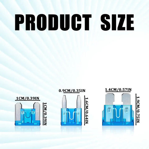 300 Piece Car Fuses Kit All In One Blade Fuse Assortment For Micro Mini And Standard Sizes size comparison image