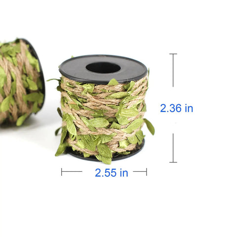 Natural Green Leaf Jute Twine Rope 2mm 3-Ply, 33 Feet Heavy Duty Hemp String For Hanging on spool with dimensions