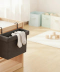 Straight Up Sturdy Hanging Closet Organizer With Dual Steel Hooks For Laundry And Small Garments Rigid Framed Storage Basket black with socks