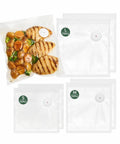Reusable Vacuum Sealer Bags 45 Pcs Set S M L For Food Storage BPA Free Microwave Safe Sous Vide Ready with grilled chicken and veggies