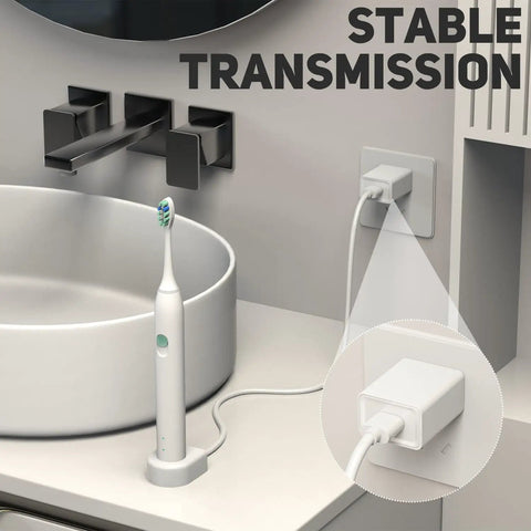 5V 2A USB Wall Charger For Sonicare Electric Toothbrushes And Water Flossers, Universal Wall Plug Power Adapter Compatible With Bitvae COSLUS Nicwell 7AM2M And More, White, plugged into bathroom outlet next to toothbrush