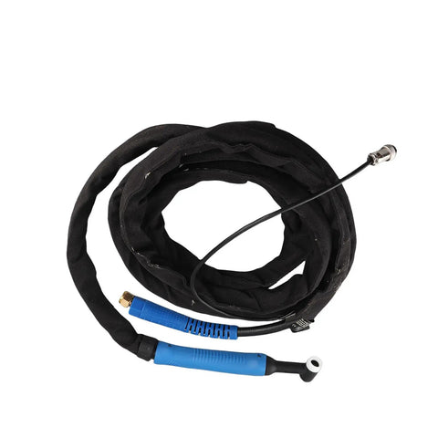 Pro Grade TIG Welding Torch With 4 Meter Cable Length Flexible Torsion Gun For Welders And Cutters One Piece, coiled view.