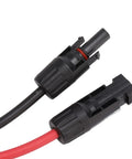 Close-up of black and red panel cables with connectors for 32A 500V PV DC Disconnect Switch MCB 2P Solar Breaker.