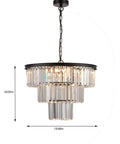 Black Crystal Chandelier 3 Tier Pendant Light Modern Round Ceiling Lamp With Six Lights Hanging Fixture, 59.05in x 19.68in