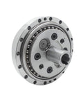 High Precision Cycloidal Pinwheel Gearbox RV Reducer Drops Right Into Servo Motors And Teaching Robots Built Tough 250Bx 110E Flange Mount With 22Mm Axis Drive close-up showing gear housing and output shaft.