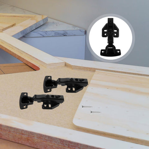 Two Pack Full Overlay Frameless Concealed Damping Cabinet Hinges With Quiet Soft Close for kitchen cabinets installation view