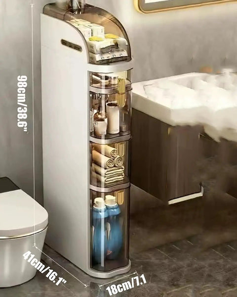 Slick Rolling Storage Cart Featuring Smooth Slide Out Acrylic Compartments And A Removable Ventilated Lid For Keeping Your Space Fresh And Totally Sorted