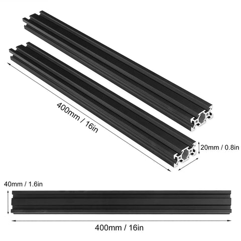 4 Piece 16 Inch 2040 Aluminum Extrusion Set Aluminum Profile Linear Rail Black Anodized For 3D Printer CNC DIY Laser Engraving Machine Heavy Duty Frame Kit