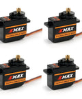ES08MA II 12g Mini Metal Geared Analog Servo For RC Cars And Helicopters Pack Of 4 shown from side angle