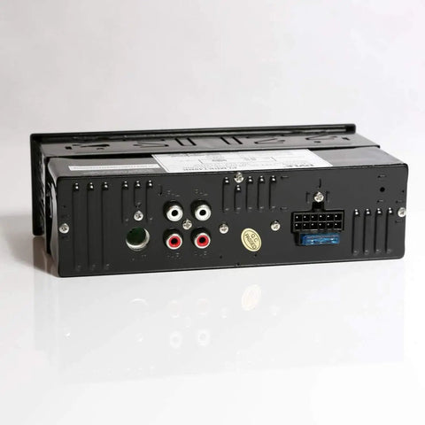 Rear view of Bluetooth Marine Receiver Stereo 12V Single DIN In Dash Boat Radio With Digital LCD, USB, SD, MP3, RCA, AM FM ports.