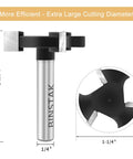 Extra Large Wood CNC Spoilboard Surfacing Router Bit With One Quarter Inch Shank And One And One Quarter Inch Cutting Diameter